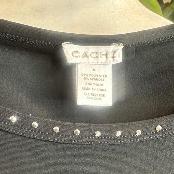 EUC Cache Blong Black Silver Studded Long Sleeve Top, M - Picture 2 of 10